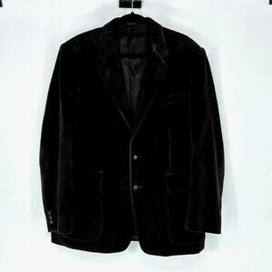 Vintage Men's Black Cotton Corduroy Preppy Two Button Blazer - 44R